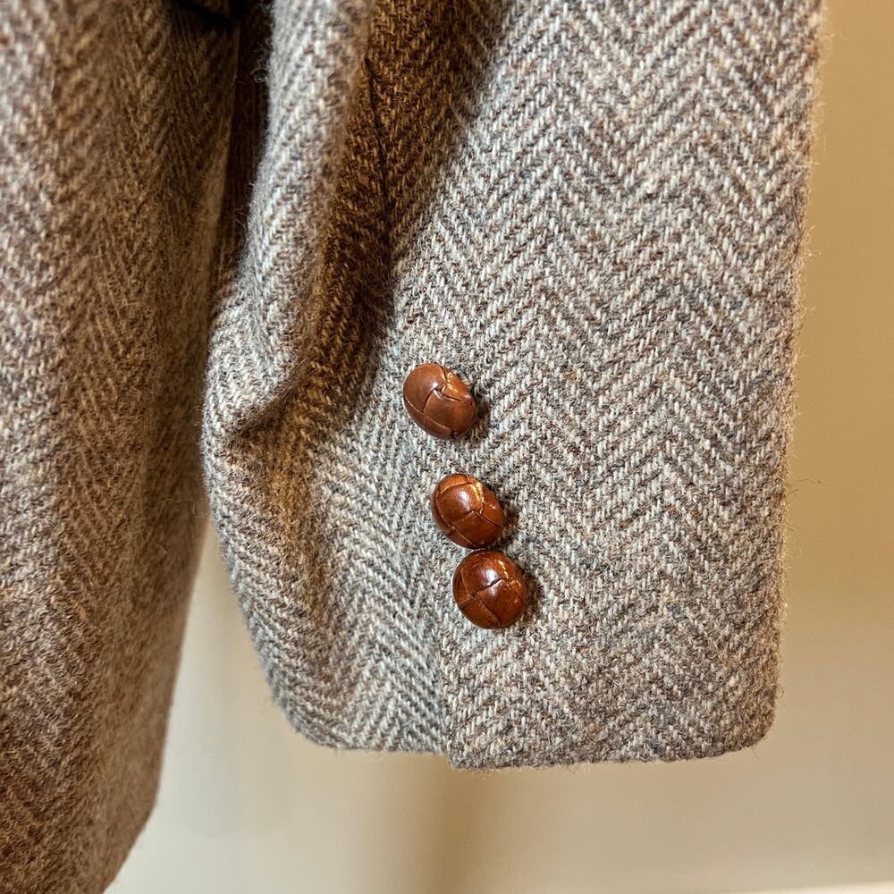 Vintage Wool Blazer Mens 44R Brown Earthy Minimalist 2 Button Heritage - Picture 2 of 11